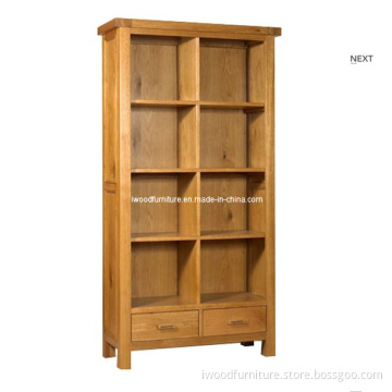Oak Tall Bookcase with Two Drawers